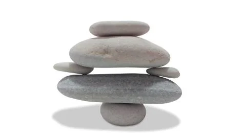 Balancing pebbles isolated on white Stock Photos