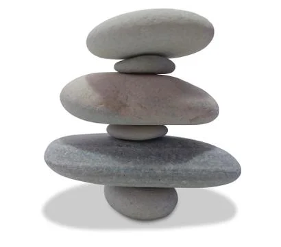 Balancing pebbles tower isolated on white Stock Photos