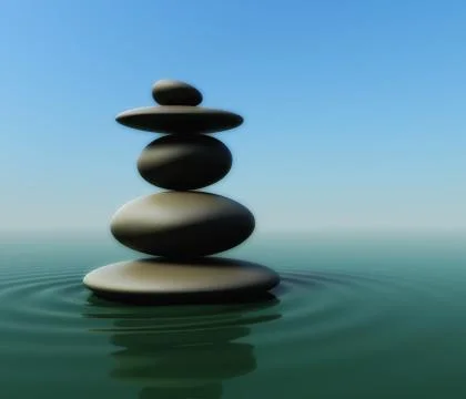 Balancing pebbles on water Stock Illustration