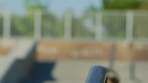Balancing on railing with a skateboard Stock Footage 100054494