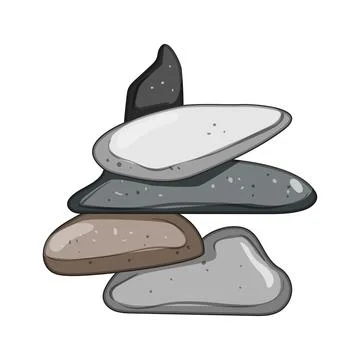 Balancing river stones creating a balanced cairn illustration イラスト素材