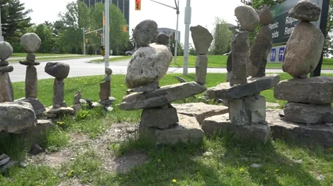 Balancing rocks - tracking shot Stock Footage 50173266