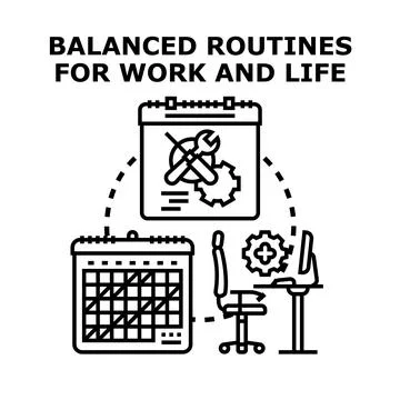 Balancing routine for work, life, and personal well being 스톡 일러스트