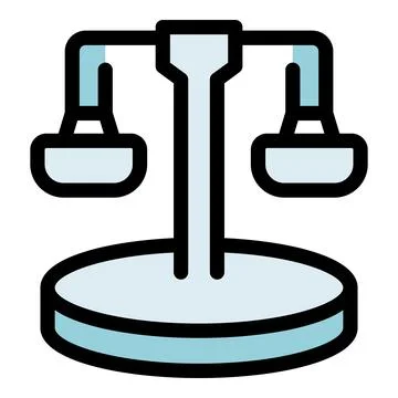 Balancing scale symbolizing equality and justice in legal proceedings Stock Illustration