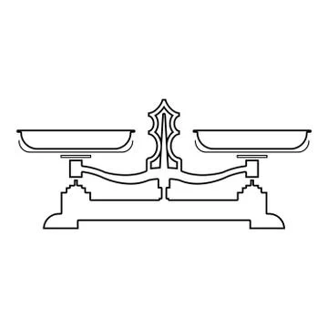 Balancing scales Store weigher Libra icon outline black color vector illustra Illustrazione stock