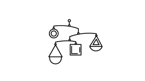Balancing shapes on scales Stock Illustration