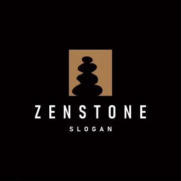 Balancing stone logo design zenstone relaxation simple balance illustration.. Stock Illustration