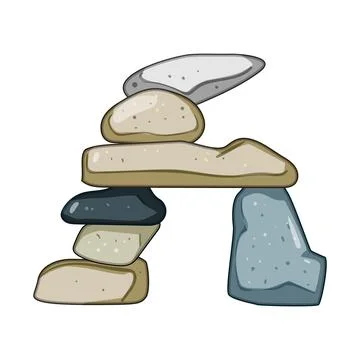 Balancing stones stacked in a cairn structure Stock Illustration