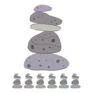 Balancing stones stacking cairn in flat graphic Stock Illustration