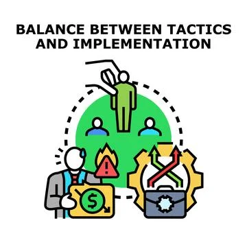 Balancing strategy and implementation for business success Stock Illustration