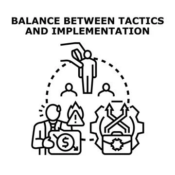 Balancing strategy and implementation for business success Stock Illustration