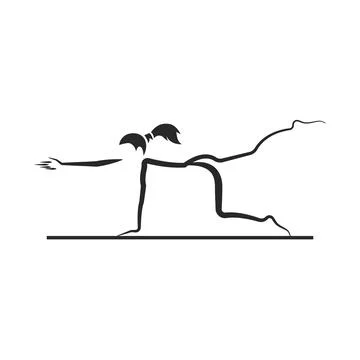 Balancing table yoga pose Dandayamana Bharmanasana: silhouette of a young g.. Stock Illustration