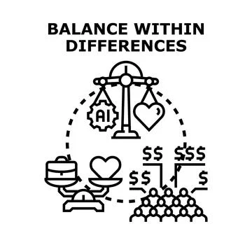Balancing technology, humanity, career, and social values Stock Illustration