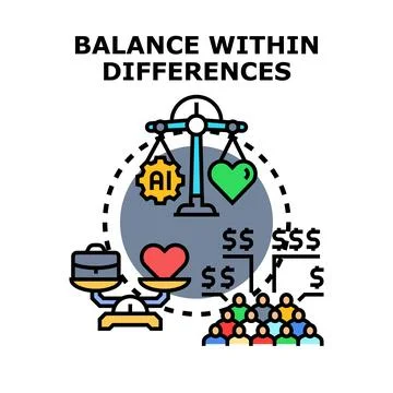 Balancing technology, humanity, career, and social values Stock Illustration