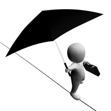 Balancing Tightrope Represents High Line And Balance 3d Rendering Stock Illustration
