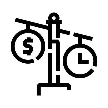 Balancing time and money on a scale concept Stock-Illustration