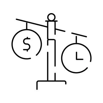 Balancing time and money on a scale concept Stock Illustration