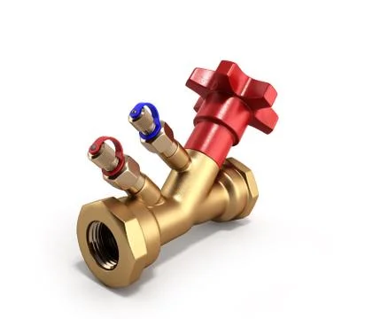 Balancing valve without drain for plumbing 3D rendering on a white background Stock Illustration