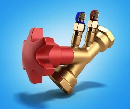 Balancing valve without drain for plumbing 3D rendering on gradient backgroun Stock Illustration