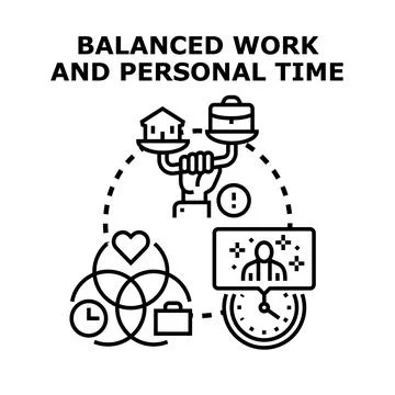 Balancing work and personal life time concept Stock Illustration
