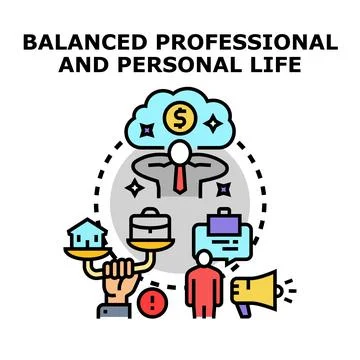 Balancing work and private life concept illustration Stock Illustration
