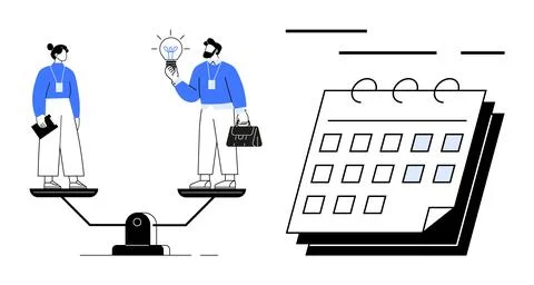 Balancing Work-Life and Creative Ideas in Professional Life Stock Illustration