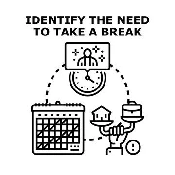Balancing work life, identifying need for a break and time management Stock Illustration