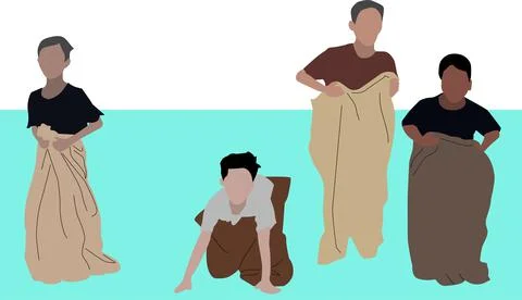 Balap Karung Flat Vector Illustration  Stock Illustration