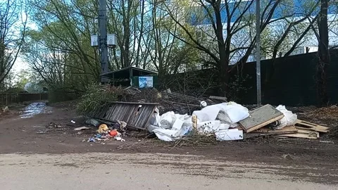 Balashikha. Garbage dump on the road Stock Footage 239905555