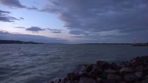 Balaton Lake Timelapse in the Evening, Hungary. 4K Stock Footage 80245437