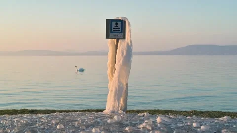 Balaton lake in winter Video stock 326321514