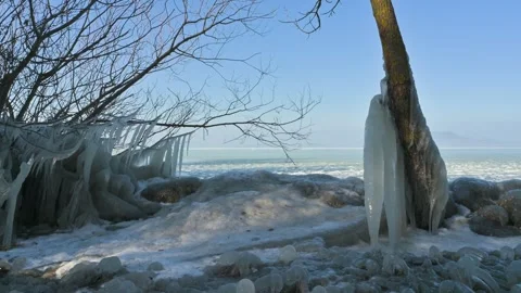 Balaton lake in winter Video stock 326321768