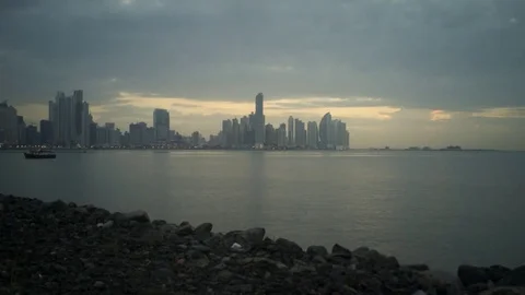 Balboa ave from cinta costera Stock Footage 70399381