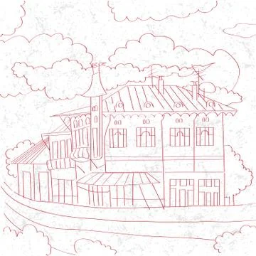 Balcanic building sketch Ilustración de archivo