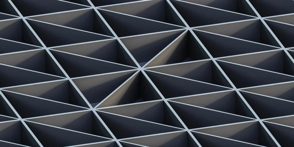 Balck abstract geometric shape triangular pattern background 3d render Stock Illustration