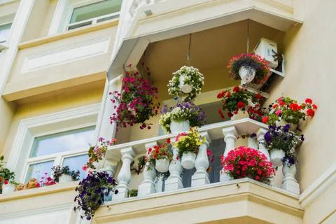 Balcon with flowers Stock Photos