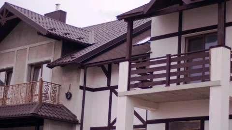 Balconies of different types in the new house Stock Footage 94774485