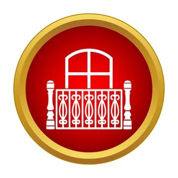 Balcony and window icon in red circle イラスト素材