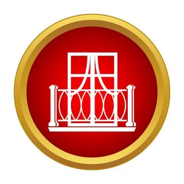 Balcony and window icon on red button イラスト素材