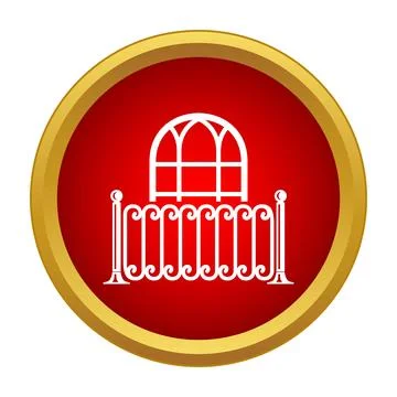 Balcony and window icon on a red background Illustrazione stock