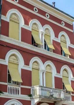 Balcony and windows shutter 스톡 사진