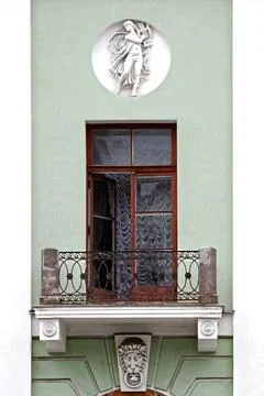 Balcony with bas-relief. Stock Photos