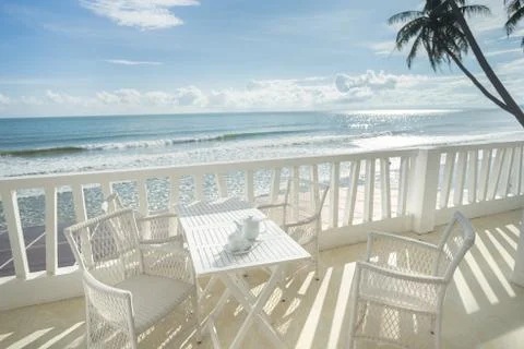 Balcony with beach view Фото