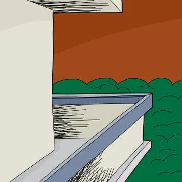 Balcony with blank wall Stock Illustration