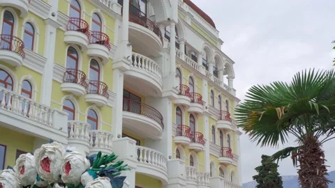 Balcony of the building is in classical style Stock Footage 143806698