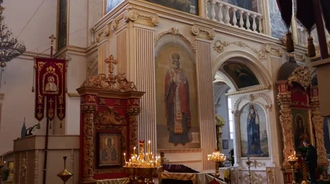 Balcony at Cathedral at Mgar Monastery Savior-Transfiguration Day of Icon of Stock Footage 57999659