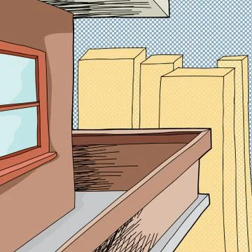 Balcony in city Stock Illustration