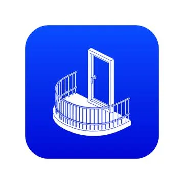 Balcony door icon blue vector Illustration