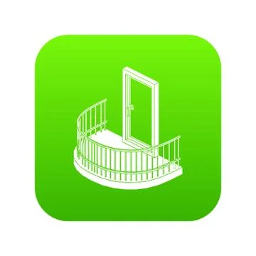 Balcony door icon green vector Illustration