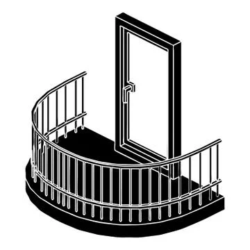 Balcony door icon, simple style Illustration